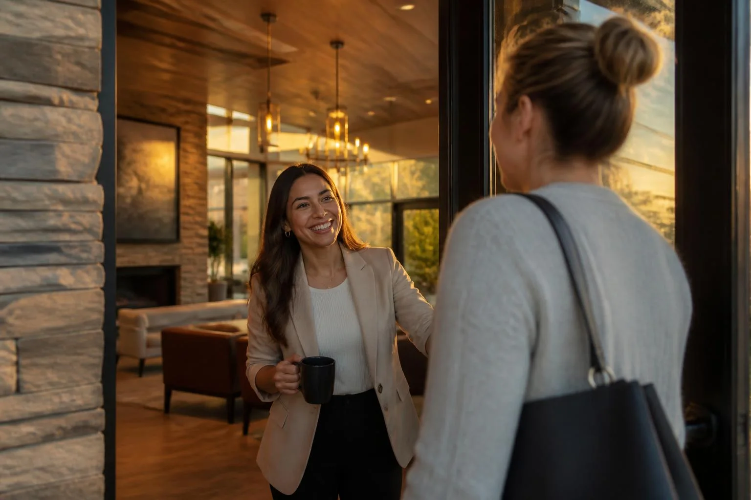 Cover of The Market Note, Issue No. 009: a smiling leasing professional greeting a visitor at the clubhouse door
