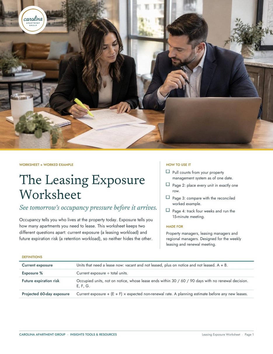 Cover page of The Leasing Exposure Worksheet