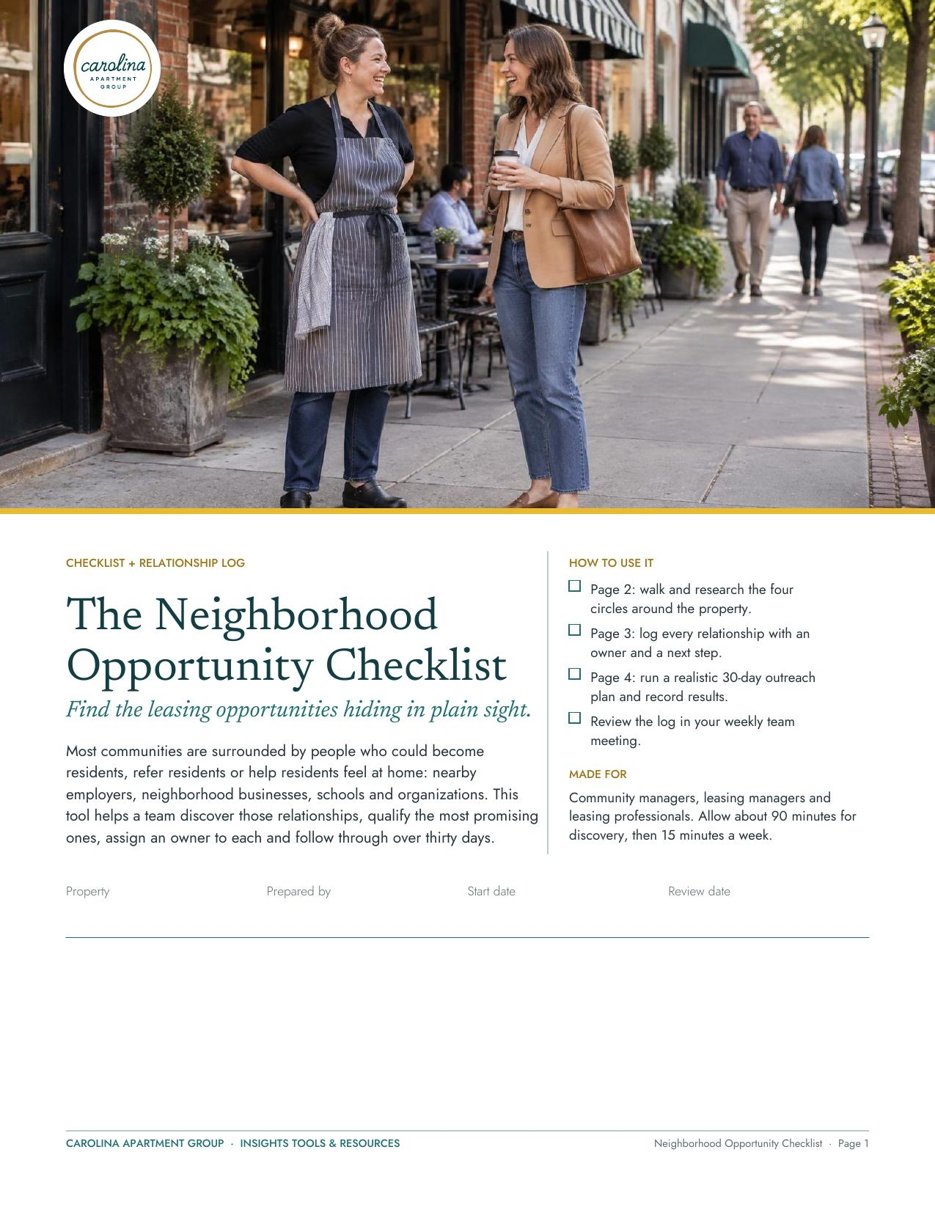 Cover page of The Neighborhood Opportunity Checklist
