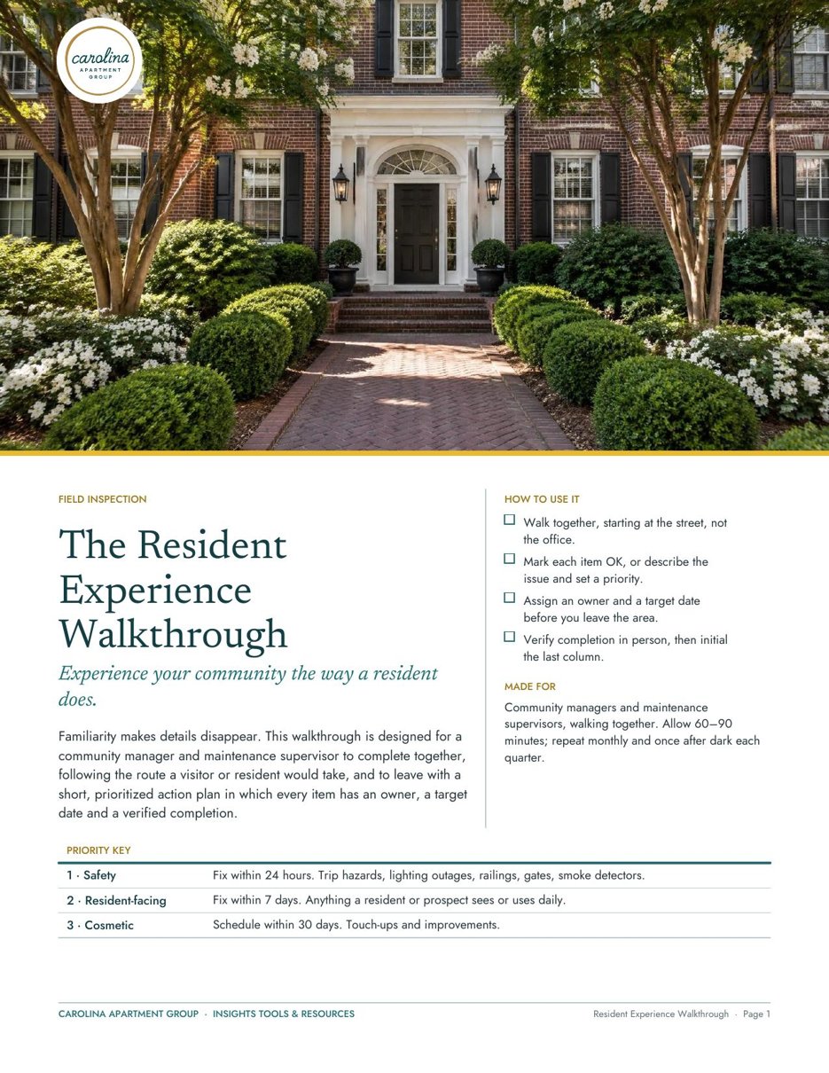 Cover page of The Resident Experience Walkthrough